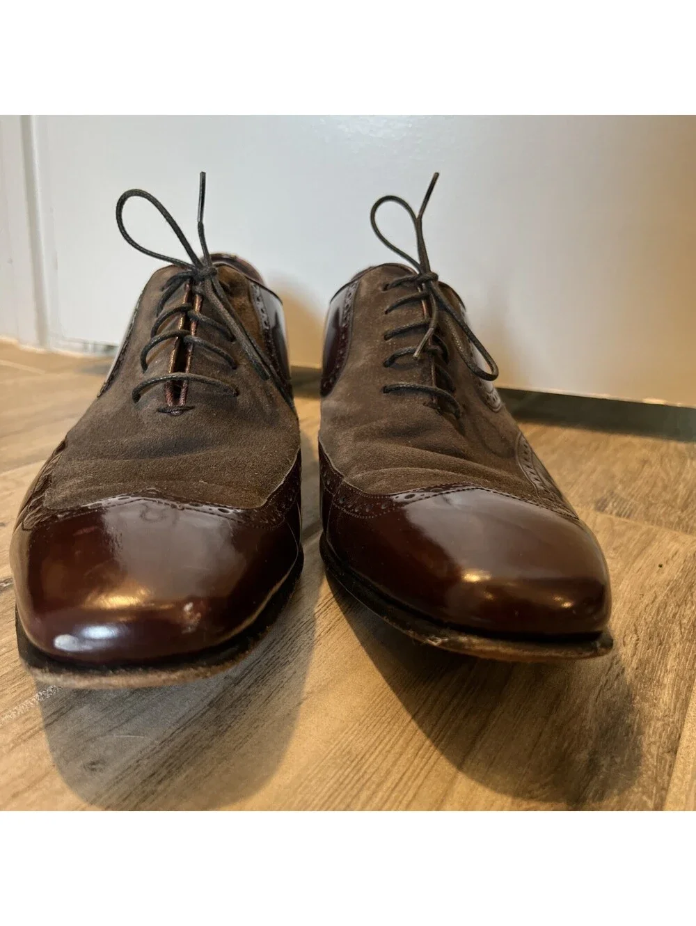 MEZLAN 1968 MENS DRESS OXFORDS LEATHER SUEDE SIZE 10.5M MADE IN SPAIN OXBLOOD